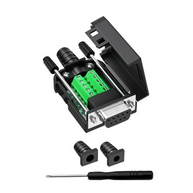 YIOVVOM DB9 Female Breakout Connector 9PIN Port Solderless RS232 DSUB RS485 Serial Adapter Solderless Module Board with Screw Terminals Case Long Bolts