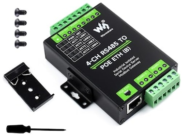 waveshare 4Ch RS485 to RJ45 Ethernet with POE Serial Server Adapter Industrial Isolated Serial Module 4CH Independent RS485 Support Modbus GatewayMQTTJSON BiDirectional Transparent Transmission