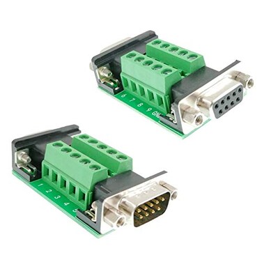 BUELEC DB9 Breakout Board Adapter 2Pack DB9 Male Female to Terminal Connector for RS232RS485CANRS422 Serial Signals 9Pin DSub to Screw Terminal Module 6cm x 3cm