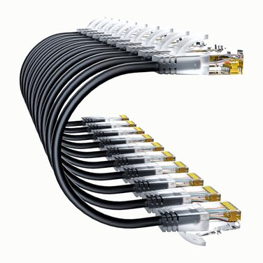 10Gsupxsel Cat6a Patch Cables 05ft 10 Pack Slim Cat6 Ethernet Patch Cable Pure Copper Flexible Cat 6 Patch Cable 550MHZ 10G SpaceSaving Cat 6A Network Cables for Patch Panel Black
