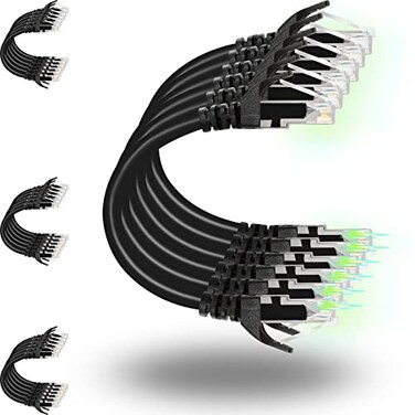 Rapink Patch Cables Cat6 5ft 24 Pack Ethernet Patch Cable 10G Support Cat 6 Patch Cable for Patch Panel to Switch Flexiable Cat 6 Ethernet Cable with Gold Plated Black