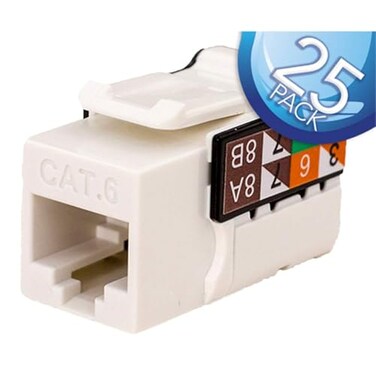 VC VERTICAL CABLE Vertical Cable VMAX Cat6 Keystone Jack White 25 Pack
