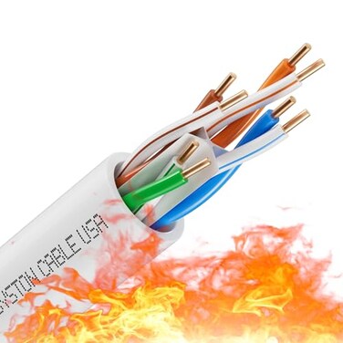 Syston Cable Technology Cat6e Ethernet Internet Cable 100 FT600MHz 23AWG Solid Bare Copper Wire OutdoorIndoor Suit No Ends 10 Ft to 1000 Ft Available Heat Resistant Plenum Rated CMP