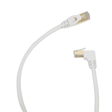 RHCXCYTJ Cat6 Ethernet Cable 90 Degree Downward Right Angle Cat 6 Right Angle Ethernet Cable for PCRouterModemPrinterTV Box24 AWG FTP Cat6 Network Cable White Downward Angle 66FT
