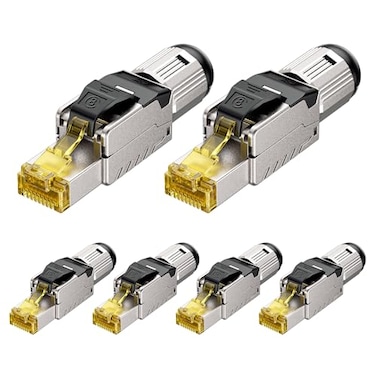 Cable Matters 6Pack Tool Free Shielded RJ45 Cat 8 Cat8 Field Termination Plug Cat 8 Connector Cat8 Plug