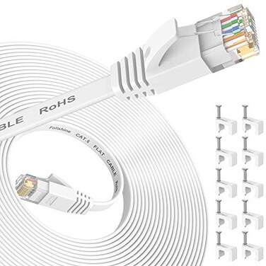 Folishine Ethernet Cable 25 ft Cat 6eCat6 Ethernet Cable High Speed with Network Patch Cords LAN Cable Clips with Rj45 Connector for Router Modem Faster Than Cat 5eCat 5White