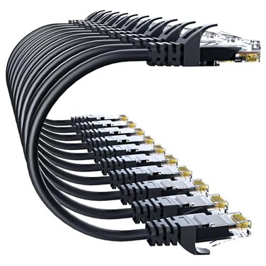10Gsupxsel Cat 6 Ethernet Cable 3FT 10Pack Cat6 Ethernet Patch Cable 10Gbps HighSpeed UTP Cat6 Network Cable Pure Copper Cat 6 Cable for Home and Office Network Black