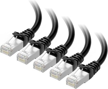 Cable Matters 10Gbps 5Pack Snagless Shielded Cat 6A Ethernet Cable 5ft Cat 6A Cable Cat6A Cord Ethernet Cord Black