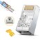 JODROAD Shielded RJ45 Cat6 Cat 6A Connectors Pass Through Connector Gold Plated 3 Prong 8P8C Modular Plugs for FTPSTP Stranded Ethernet Cable Solid Wire 50 PcsJar