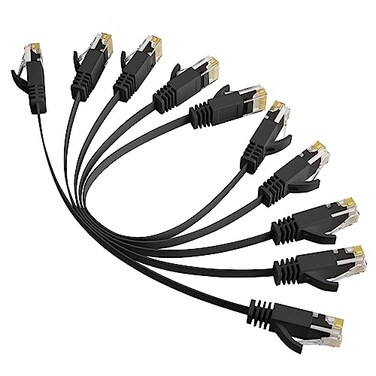 Elecan Cat 6 Flat Ethernet Cable 06 Ft5 Pack High Speed Slim Short Patch Cables Internet Cables 30 AWG Pure Copper 10Gbps 500MHzThin Flexible for POE Cat6 Cat 5e Cat 5 Network Cable CordBlack