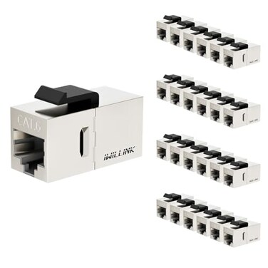 iwillink Cat6 Coupler RJ45 Cat6 Shielded Coupler 25Pack Ethernet Coupler Female to Female Cat6 Keystone Jack STP Keystone Insert Inline Coupler Silver