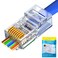 PETECHTOOL RJ45 Cat6 Cat5 Connectors Ends Gold Plated 8P8C Ethernet Pass Through Plug 100Pack