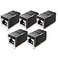 Haslo tech RJ45 Coupler 5 Pack Shielded Inline Gigabit Ethernet LAN Internet Network Patch Couplers Connectors for Cat7Cat6aCat5e Ethernet Cable Extender Adapter Female to Female Black