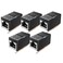 Haslo tech RJ45 Coupler 5 Pack Shielded Inline Gigabit Ethernet LAN Internet Network Patch Couplers Connectors for Cat7Cat6aCat5e Ethernet Cable Extender Adapter Female to Female Black