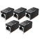 Haslo tech RJ45 Coupler 5 Pack Shielded Inline Gigabit Ethernet LAN Internet Network Patch Couplers Connectors for Cat7Cat6aCat5e Ethernet Cable Extender Adapter Female to Female Black