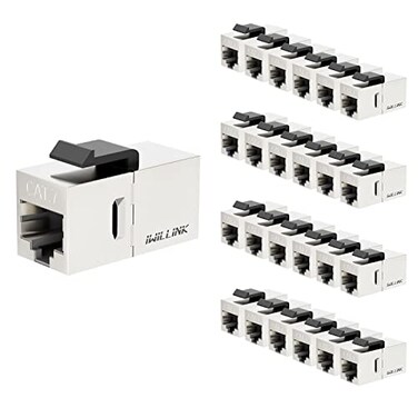 iwillink 10Gbps CAT7 Coupler RJ45 Keystone Shielded Coupler 25Pack Ethernet Coupler Female to Female Keystone Jack STP Keystone Insert for Cat7Cat6acat6cat5e Cable