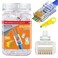 PETECHTOOL RJ45 CAT6 Connector End Pass Through Ethernet Cat6 Ends 8P8C Modular Plug for Solid or Stranded UTP Ethernet Cable 100 Packs with Wire Stripper