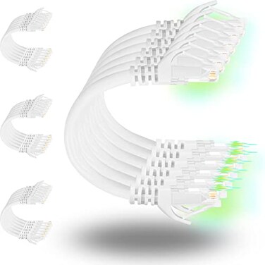 Rapink Patch Cables Cat6 05ft 24 Pack Ethernet Patch Cable 10G Support Cat 6 Patch Cable for Patch Panel to Switch Flexiable Cat 6 Ethernet Cable with Gold Plated White
