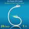 Rapink Patch Cables Cat6 1ft 24 Pack Ethernet Patch Cable 10G Support Cat 6 Patch Cable for Patch Panel to Switch Flexiable Cat 6 Ethernet Cable with Gold Plated White