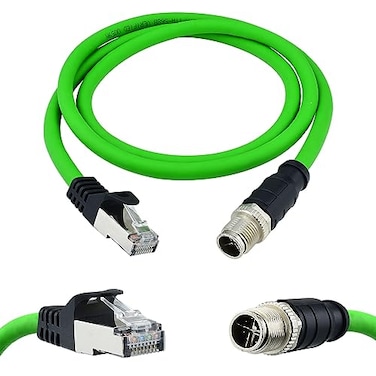 Lonlonty M12 XCoded 8 Pin to RJ45 Cable Cat6A Industrial Ethernet Shielded Cable for Cognex and Automation Application SFTP 24AWG 1M