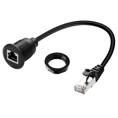 QIANRENON Cat6 Flush Mount Network Short Cable Adapter RJ45 8P8C Male to Female Threaded Fixed Connector Ethernet Socket for LAN Switcher Router 30cm118in