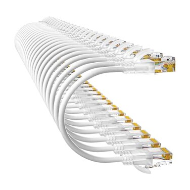 10Gsupxsel Cat6a Patch Cables 1ft 24 Pack Slim Cat6 Ethernet Patch Cable Pure Copper Flexible Cat 6 Patch Cable 550MHZ 10G SpaceSaving Cat 6A Network Cables for Patch Panel White