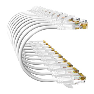 10Gsupxsel Cat6a Patch Cables 05ft 10 Pack Slim Cat6 Ethernet Patch Cable Pure Copper Flexible Cat 6 Patch Cable 550MHZ 10G SpaceSaving Cat 6A Network Cables for Patch Panel White