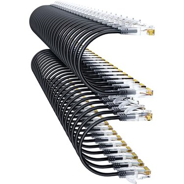 10Gsupxsel Cat6a Patch Cables 05ft 48 Pack Slim Cat6 Ethernet Patch Cable Pure Copper Flexible Cat 6 Patch Cable 550MHZ 10G SpaceSaving Cat 6A Network Cables for Patch Panel Black