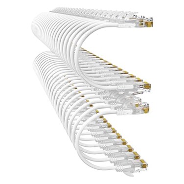 10Gsupxsel Cat6a Patch Cables 05ft 48 Pack Slim Cat6 Ethernet Patch Cable Pure Copper Flexible Cat 6 Patch Cable 550MHZ 10G SpaceSaving Cat 6A Network Cables for Patch Panel White
