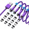 Ankndo 540 Rotation Magnetic Charging Cable 3 in 1 Magnetic Phone Charger 4Pack 3ft3ft6ft10ft 3A Fast Charging Cable Data Transfer USB Magnet Charger Cable for iPMicro USBType C DevicePurple