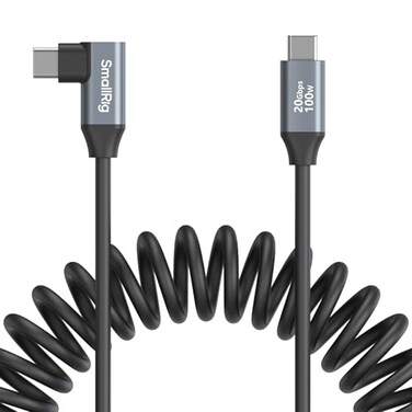 SMALLRIG USB C to USB C Coiled Data Cable Straight to Angled 90 Degree USB C Cable 20Gbps High Speed Data Transfer Support PD 100W Fast Charging for iPhone Laptops and Cameras etc 4792
