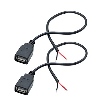 Maixbomr 2Pcs Short USB A Female 2 Pin Bare Wire 11inch USB 5V3A Pigtail Open End Power Cable for USB Equipment Installed or Replace Repair DIY Cable
