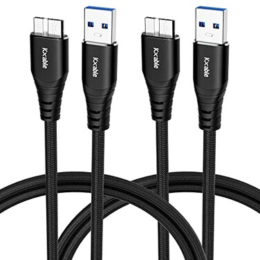 Kxable USB Hard Drive Cord 2FT 2Pack USB A to Micro B 30 Cable Compatible with Western Digital WD My Passport Toshiba Seagate SSD External Hard Drive HDD Samsung Galaxy S5 Note 3 Note Pro 122