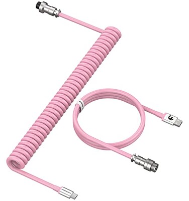 LexonElec Gaming Keyboard Cable USBType C Dual Sleeve Stable Connection Mechanical Keyboard Cable 20M 066 ft with Detachable Metal Flyer Not Easy to Knot for PC GamersPink