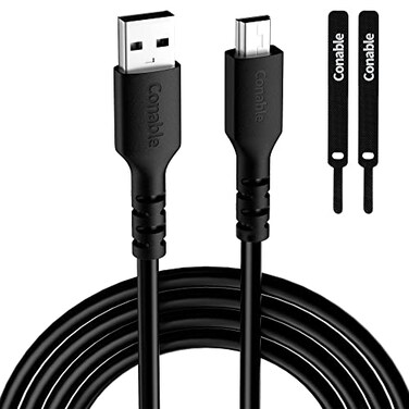 Conable Mini USB Cable 6 FT USB A to Mini B Charger Cord Compatible with GoPro Hero 3 PS3 Controller Camera Dash Cam Texas Instruments Calculators TI84 MP3 Player Garmin GPS with 2 Cable Ties