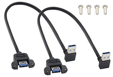 HCFeng USB 30 Right Angle Male to Female Extension Cable USB 30 A Down Elbow Male to USB 3 A Female Adapter Super Speed USB 3 Male to Female Data Cable Black 30CM1FT2packdown Elbow