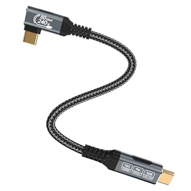HOTUTUKI 240w 80gbps USB c Cable Compatible with Thunderbolt 5 Cable Right Angle Short 1ft 90 Degree USB C Cable 8K16k 60Hz usbc Monitor Cable for Thunderbolt 4USB c Video Braided