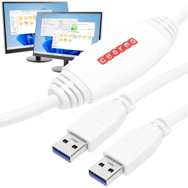 Gearmo 6ft PC Transfer Cable Builtin Software No Installation Unlimited Uses High Speed USB Transfer Between Computers Supports Windows 111087