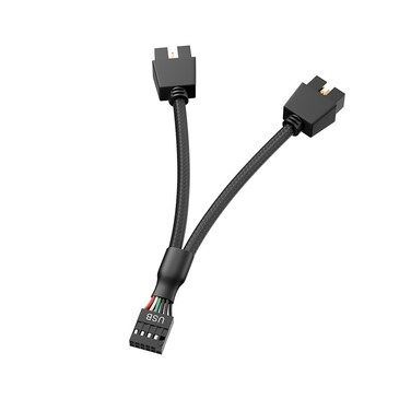 SSSUWP Motherboard 9pin USB20 to Dual 9pin Extension Cable 9 pin to 2 9 pin Splitter Cord Motherboard USB 9Pin Header Cable Black