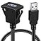 BATIGE Square Single Port USB 30 Panel Flush Mount Extension Cable with Buckle for Car Truck Boat Motorcycle Dashboard 1ft