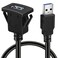 BATIGE Square Single Port USB 30 Panel Flush Mount Extension Cable with Buckle for Car Truck Boat Motorcycle Dashboard 1ft