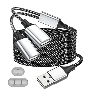 Fidioto USB Splitter USBA Male to 2 Female USBA Extension Cable 4Ft Long USB Y Splitter Support Charging and Data Transfer for PrinterUSBA KeyboardFlash DrivePlayStationLaptopLED Etc