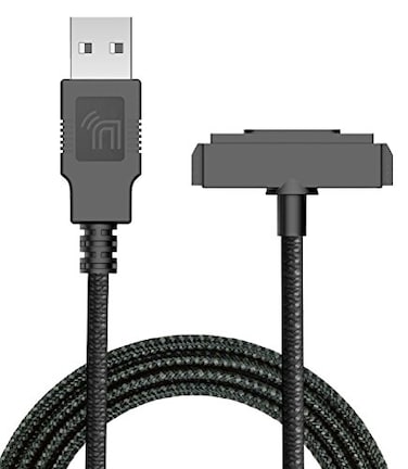 Nakedcellphone Charger for Sonim XP5XP6XP7 Brand Black Rugged Braided USB ChargeSync Cable Cord with Magnetic Contacts for XP5700 XP6700 XP7700 Phones