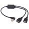 GLHONG USB Splitter Cable Upgrade Chip Angled USB 20 A Male to Dual Female Data Syncing Charging Aadapter CordSupport All Devices Right