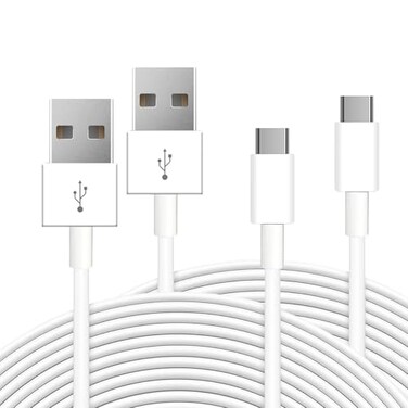 ANLINK 2 Pack 164ft5M Long USB C Cable Durable USB A to USB C Charging and Data Sync Cord Power Charging Cord for Home Security Cameras Phones Switch Pro Controllers and More USBC DevicesWhite