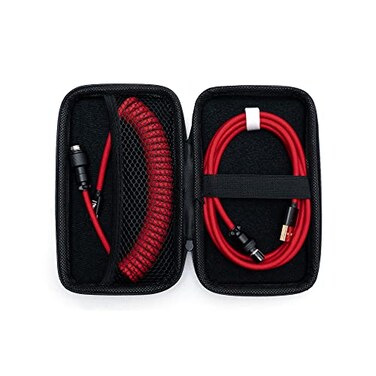 Formulamod Coiled Keyboard Cable for Mechanical KeyboardUSB C Coiled USB Aviator Cable Pro Double Sleeved with Organizer Zipper Bag Red