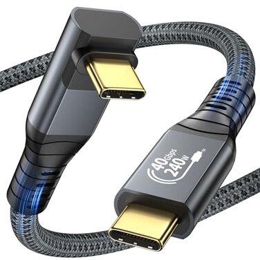 LEIRUI USB4 Cable for Thunderbolt 4 Cable 40Gbps Down Angle USB C Data Transfer Cable 90 Degree 8K60Hz Video 240W PD Fast Charging for iPhone 1617Steam DeckUSB C MonitorSSDMacBook 165FT