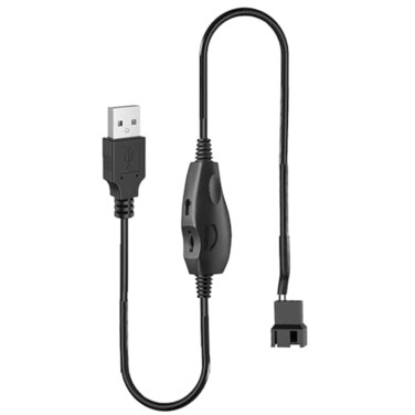 Gebildet 12V Voltage StepUp USB to 3Pin and 4Pin PC Fan Sleeved Power Adapter Cable with Switch and Speed Regulator