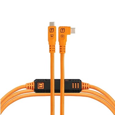 Tether Tools TetherPro Optima 10Gbps Gen 2 USBC 15 46m Straight to Right HighVisibility Orange