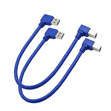 Seadream Angled USB 30 Printer Cable 2Pack 1 ft 30cm SuperSpeed USB 30 A Male Plug 90 Degree Right Angle to USB 30 B Male Right Angle Cable
